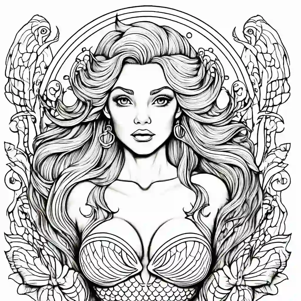 Mermaid with a Mirror coloring pages